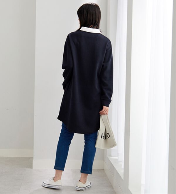 BELLUNA（ベルーナ）の「ボーダージャカード素材ラガーシャツワンピース（カットソーワンピース）」｜詳細画像