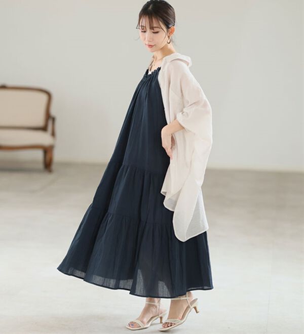 A HAPPY MARILYN（アハッピーマリリン）の「【Ｌ～６Ｌ】【風通るプレミアム】ティアード切替キャミワンピース（ロングワンピース）」｜詳細画像