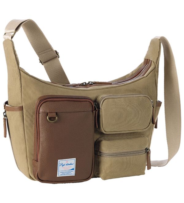 「大人に似合う国産帆布のこだわりクロスボディバッグ（メンズショルダーバッグ）」｜ベージュ