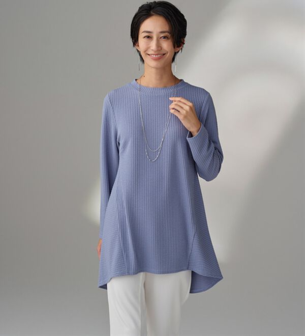 BELLUNA（ベルーナ）の「ふくれ素材フレアーデザインストレッチチュニック（チュニック）」｜詳細画像