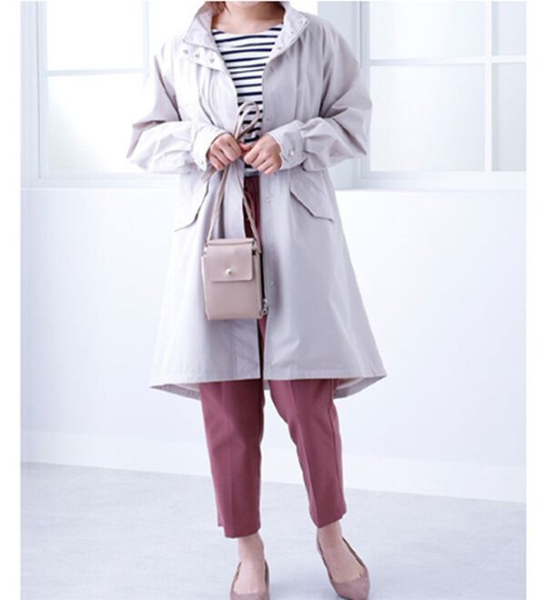 BELLUNA（ベルーナ）の「裏フリース素材スタンド衿ロング丈ブルゾン（ロングコート）」｜詳細画像