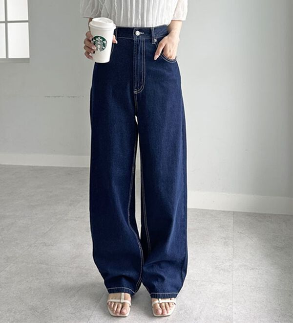 GeeRA（ジーラ）の「ハイウエストストレートデニム（ワイドパンツ・ガウチョ）」｜詳細画像