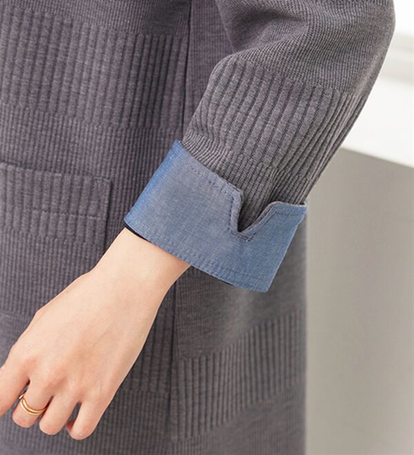 BELLUNA（ベルーナ）の「ポケット付ボーダージャカードワンピース（その他ワンピース）」｜詳細画像