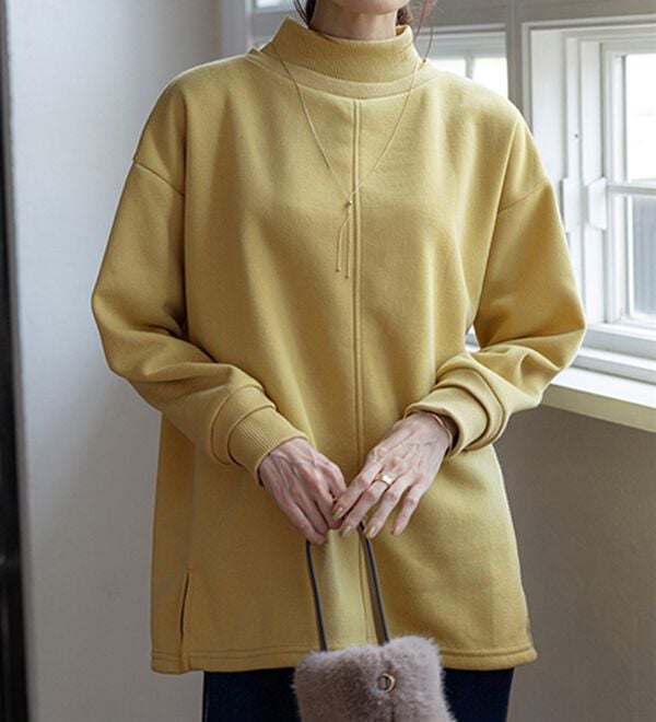 BELLUNA（ベルーナ）の「リブ使いがかわいい裏起毛トレーナー（チュニック）」｜詳細画像