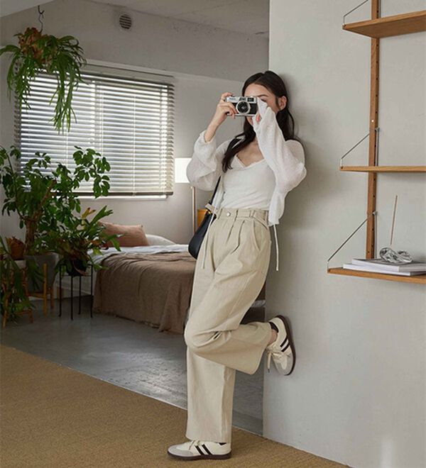 CHAN ME（チャンミ）の「ツーストラップコットンワイドパンツ（ワイドパンツ・ガウチョ）」｜詳細画像