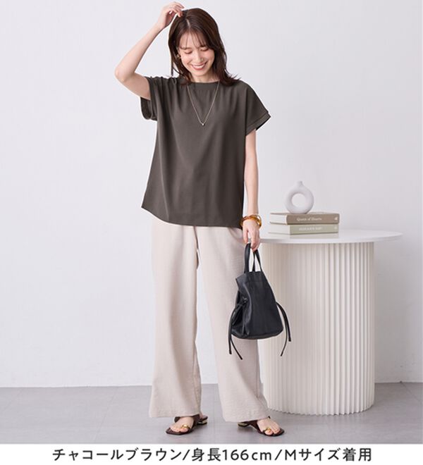 Viola e Viola（ヴィオラ エ ヴィオラ）の「さらさらＥＡＳＹ　前後２ＷＡＹヘンリーネックＴブラウス（ブラウス）」｜詳細画像