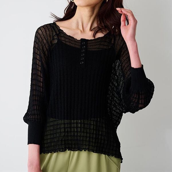 RANAN（ラナン）の「シアーニットプルオーバー（ニット・セーター）」｜ブラック