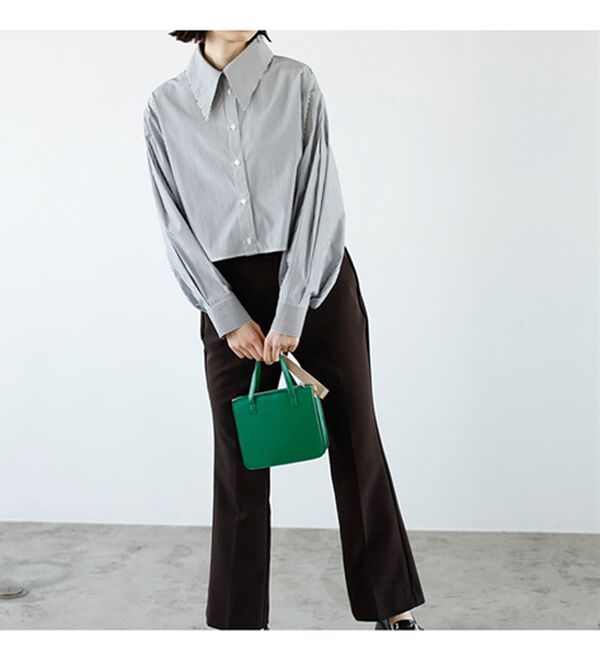 GeeRA（ジーラ）の「ストライプ柄衿付ショート丈シャツ（シャツ）」｜詳細画像