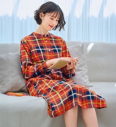「綿１００％ふんわり柔か微起毛ルームワンピ（パジャマ・ルームウェア）」