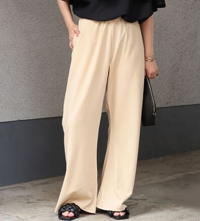 A HAPPY MARILYN（アハッピーマリリン）の「【Ｌ～８Ｌ】＜身長別に選べる２丈＞さらっと美脚ゆるカーブパンツ（ワイドパンツ・ガウチョ）」