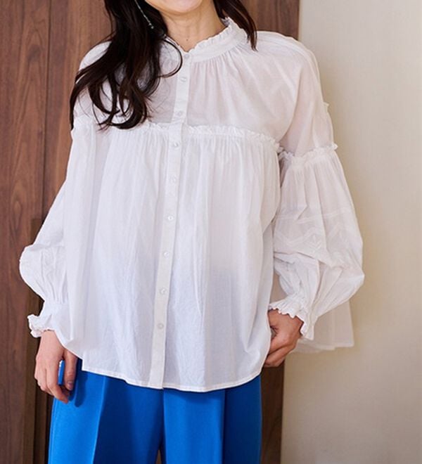 RANAN（ラナン）の「綿100％袖ボリューム刺しゅうブラウス（ブラウス）」｜詳細画像