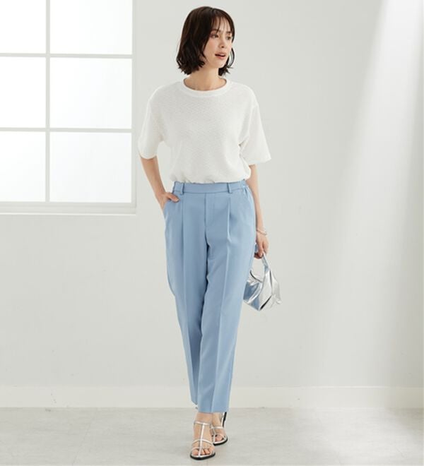 BELLUNA（ベルーナ）の「【選べる2丈】メランジストレッチ素材テーパードパンツ（テーパードパンツ）」｜詳細画像