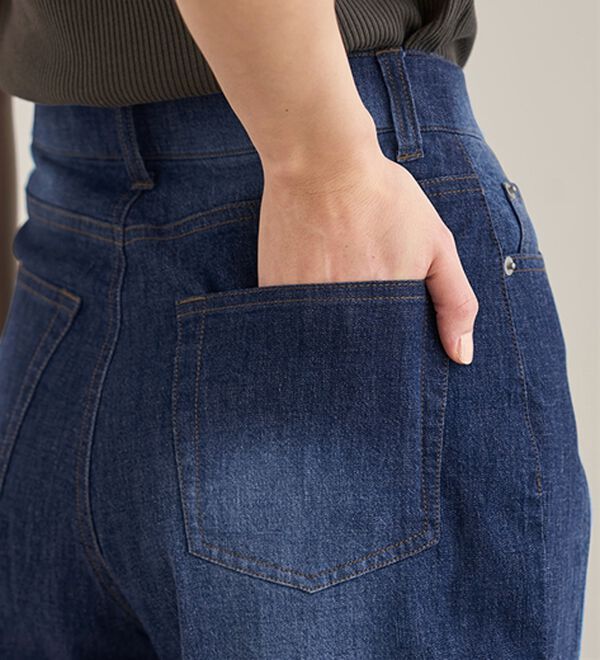 BELLUNA（ベルーナ）の「ひんやり冷感！カーブシルエットデニムパンツ（ワイドパンツ・ガウチョ）」｜詳細画像