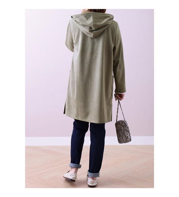 BELLUNA（ベルーナ）の「スエード調素材裏起毛フードカーディガン（ニットカーディガン）」｜詳細画像