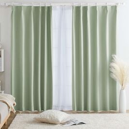 iellio（イエリオ）の「【８日間限定価格】１００％遮光＆防音＆断熱保温ＵＶ見えにくいレース付カーテンセット＜４枚組・遮光１級・無地・洗える・形状記（ドレープカーテン）」