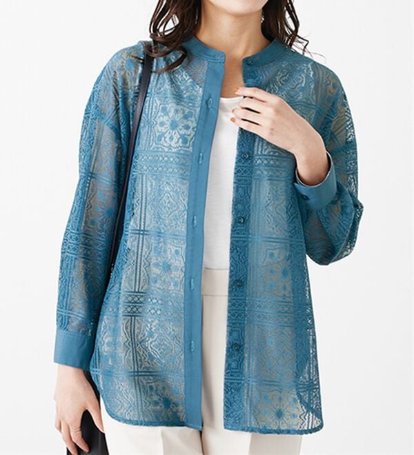 BELLUNA（ベルーナ）の「上品レース素材シャツチュニック（チュニック）」｜詳細画像