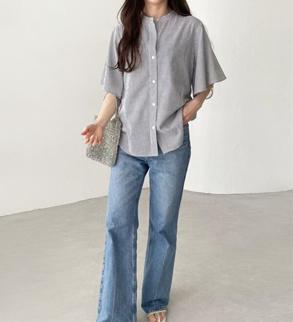 GeeRA（ジーラ）の「フレアー袖バンドカラーブラウス（ブラウス）」｜詳細画像