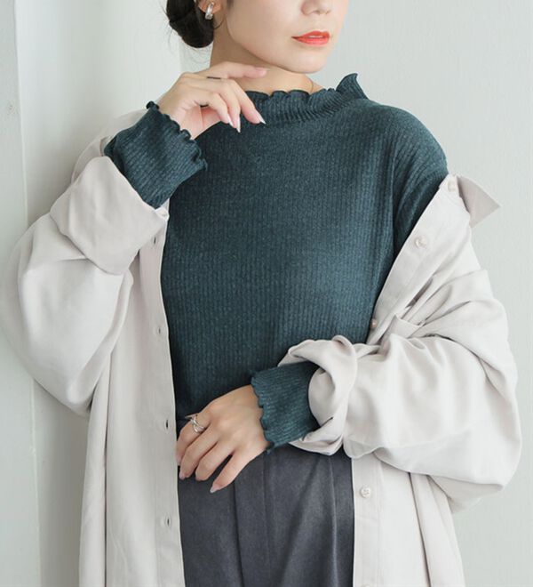 A HAPPY MARILYN（アハッピーマリリン）の「【ＬＬ～６Ｌ】「沿わないネック」で苦しくない。ミルリブ プチハイカットソー（カットソー）」｜詳細画像