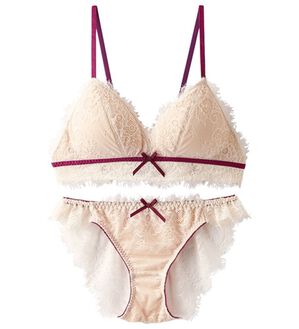 YU'NOW（ユナウ）の「アイラッシュレースのブラレット＆ショーツセット（ブラジャー＆ショーツセット）」｜アイボリー