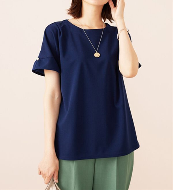 BELLUNA（ベルーナ）の「ジョーゼット素材袖パールブラウス（ブラウス）」｜詳細画像