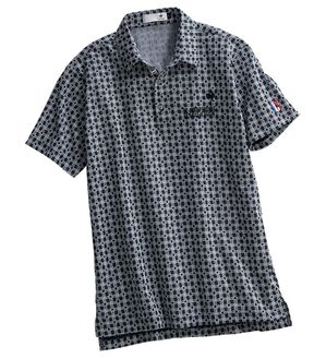 「＜ルコックスポルティフ＞モノグラム柄ジャカード半袖シャツ（メンズゴルフウェア）」｜ネイビー