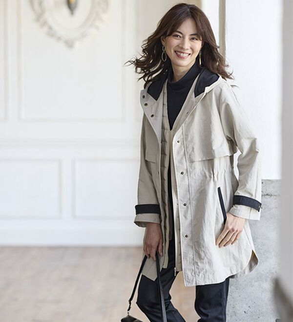 BELLUNA（ベルーナ）の「おしゃれの主役！蓄熱中わたベスト付配色コート（ハーフコート）」｜詳細画像