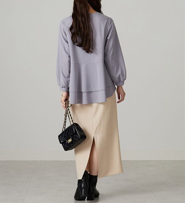 BELLUNA（ベルーナ）の「【再入荷】ボリューム袖美人顔バックフレアーＴブラウス（ブラウス）」｜詳細画像