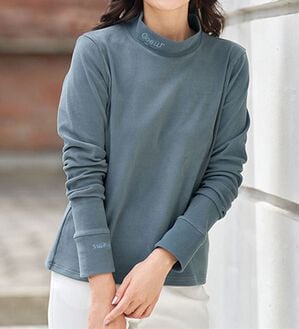 BELLUNA（ベルーナ）の「インナーにも！あったか裏起毛プルオーバー（カットソー）」｜ブルーグレー