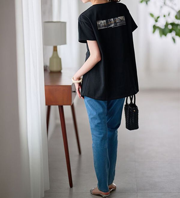 RANAN（ラナン）の「【接触冷感】ロゴプリントチュニックTシャツ（Tシャツ）」｜詳細画像