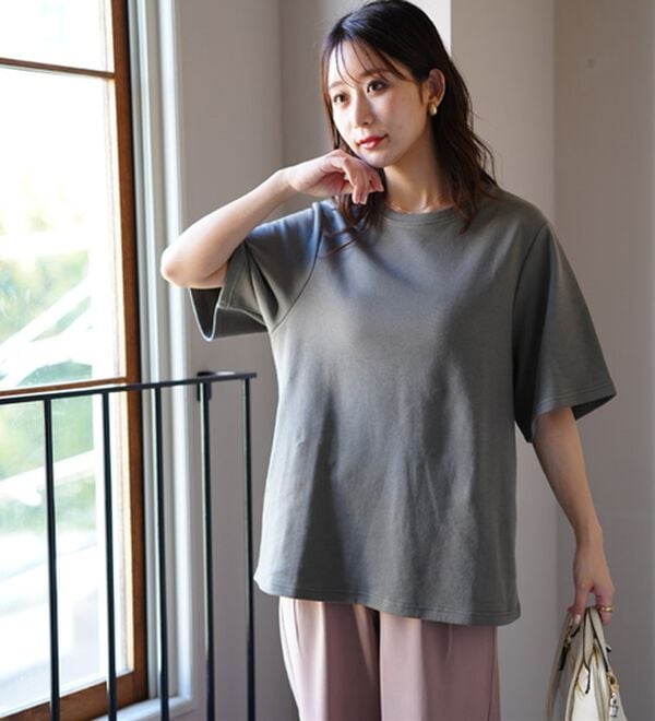 A HAPPY MARILYN（アハッピーマリリン）の「【Ｍ～８Ｌ／選べるシルエット・袖丈】綿混ベーシックＴシャツ（Tシャツ）」｜詳細画像
