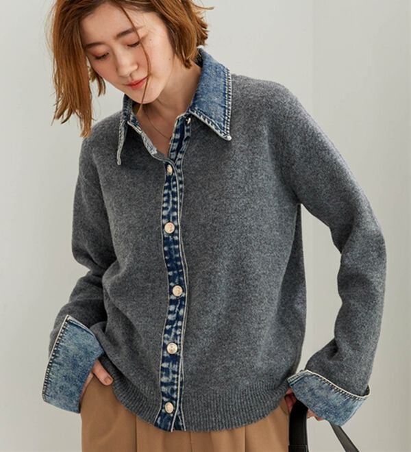 BELLUNA（ベルーナ）の「デニム&times;ニット切替ジャケット（その他ジャケット）」｜詳細画像
