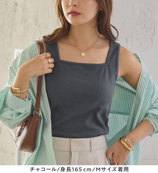 Viola e Viola（ヴィオラ エ ヴィオラ）の「保冷剤ポケット付スクエアタンクトップ（タンクトップ・キャミソール）」｜詳細画像