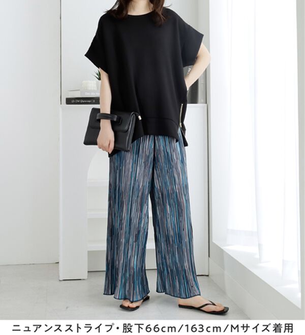 Viola e Viola（ヴィオラ エ ヴィオラ）の「着心地楽ちん！さらっと軽やかプリーツパンツ（フルレングスパンツ）」｜詳細画像