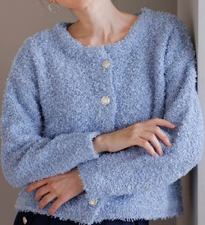 Rene ルネライトブルー ニットカーディガン　バックリボン　未使用 Rene ルネ<br>カーディガン レディース<br>【中古】【古着】 美