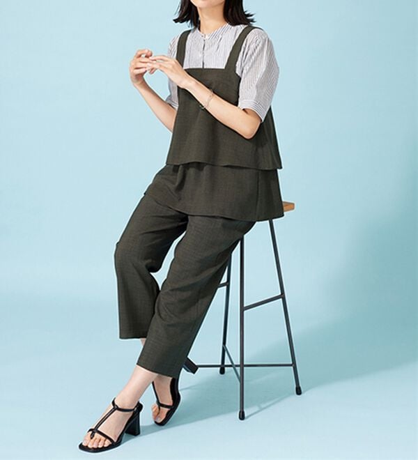 BELLUNA（ベルーナ）の「サラリ麻調素材ビスチェセットアップ（セットアップ）」｜詳細画像