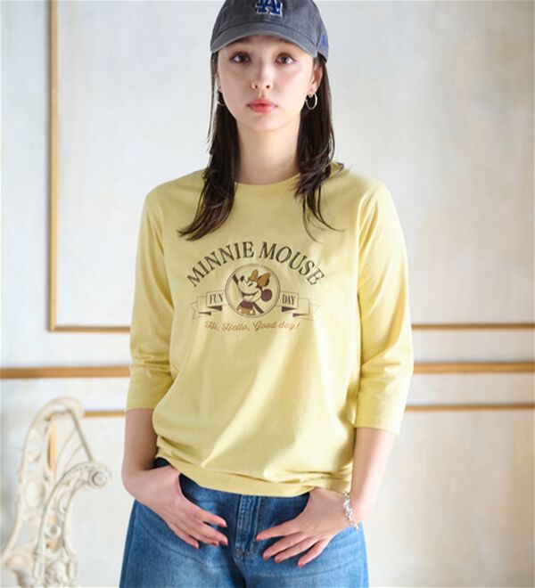 BELLUNA（ベルーナ）の「＜Ｄｉｓｎｅｙ＞【ミニー】プリント7分袖Tシャツ（Tシャツ）」｜詳細画像