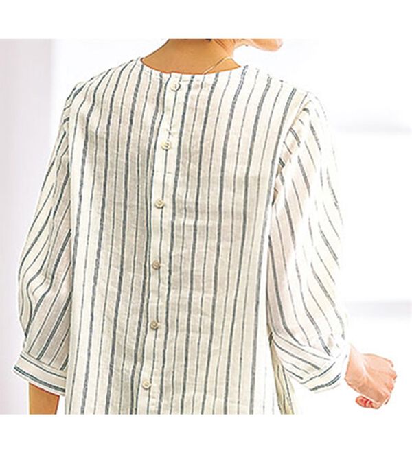 BELLUNA（ベルーナ）の「機能付リネン混バックボタンブラウス（ブラウス）」｜詳細画像