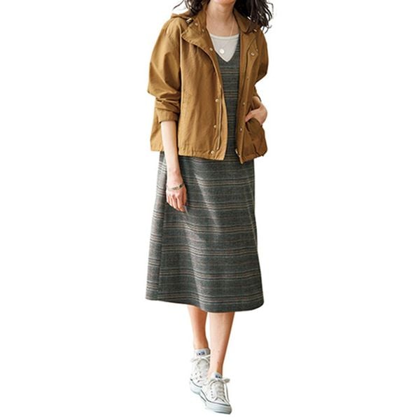 BELLUNA（ベルーナ）の「快適ストレッチ！チェック柄ジャンパードレスアンサンブル（ワンピースセットスーツ）」｜詳細画像