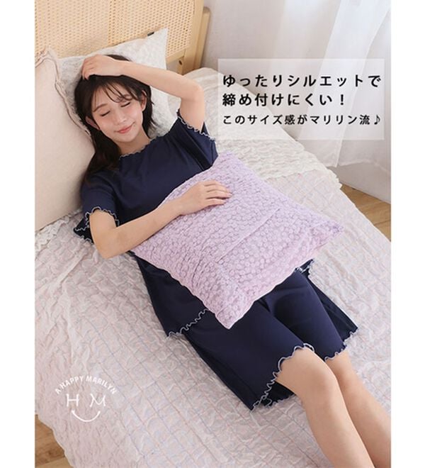 A HAPPY MARILYN（アハッピーマリリン）の「【Ｌ～８Ｌ】タイプが選べる！さらっとろルームウェアセット（パジャマ・ルームウェア）」｜詳細画像