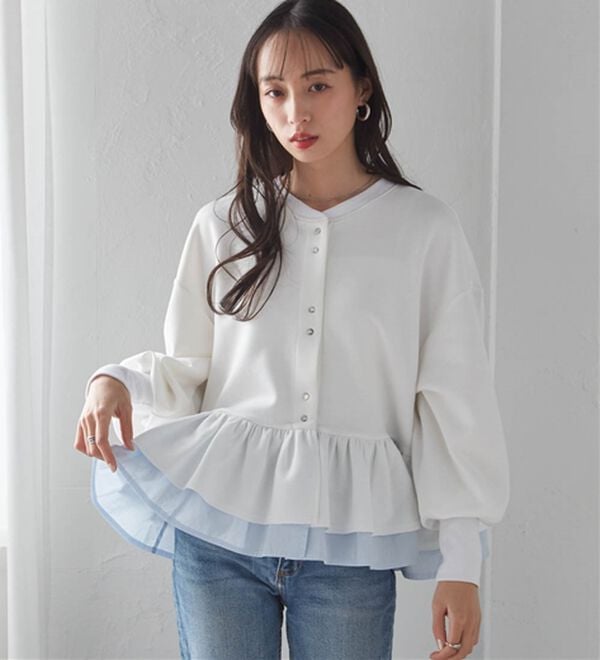 RANAN（ラナン）の「フリルぺプラムショートカーデ（パーカー）」｜詳細画像