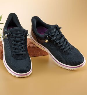 「＜ゴールデンベア＞立ったまま履ける楽ｉｎニットスニーカー（スニーカー）」｜ブラック