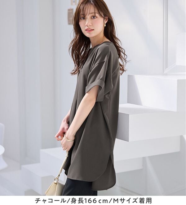 alotta（アロッタ）の「スキッパーとろみブラウスチュニック（ブラウス）」｜詳細画像