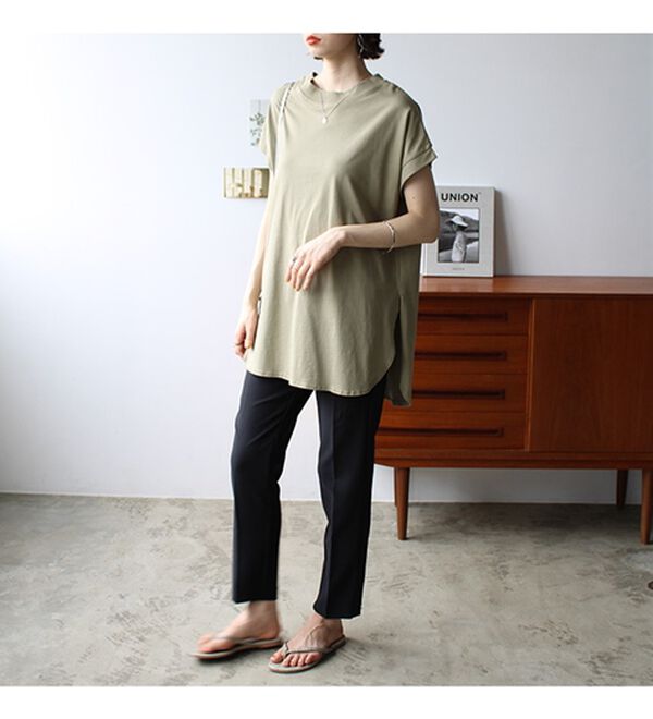 GeeRA（ジーラ）の「綿１００％フレンチスリーブチュニックＴシャツ（カットソー）」｜詳細画像