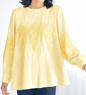 VINNO（ヴィノ）の「レースモチーフ綿楊柳ブラウス（ブラウス）」｜詳細画像