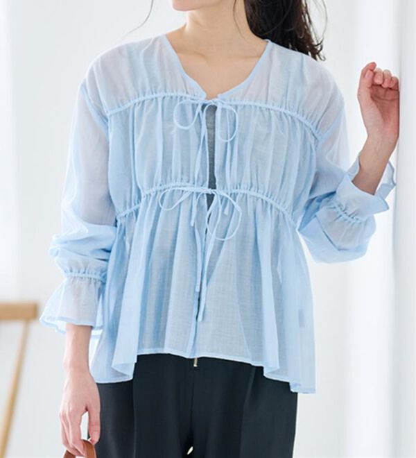 RANAN（ラナン）の「リボンドロストブラウス（ブラウス）」｜詳細画像