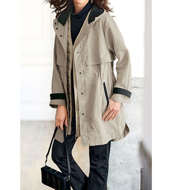 BELLUNA（ベルーナ）の「おしゃれの主役！蓄熱中わたベスト付配色コート（ハーフコート）」｜詳細画像