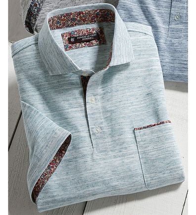 「＜コムルヴァン・オム＞大人のメランジ鹿の子ポロシャツ（メンズポロシャツ）」