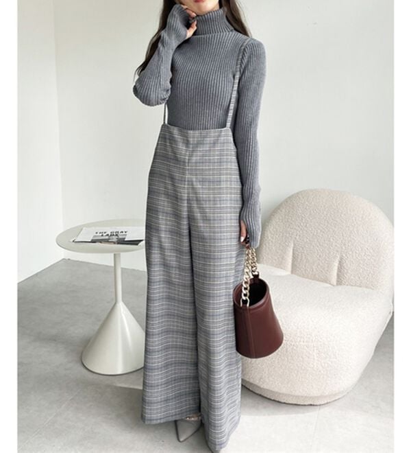 GeeRA（ジーラ）の「サロペットワイドパンツ（オールインワン）」｜チェック