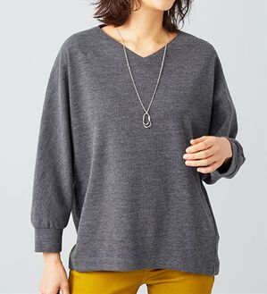 BELLUNA（ベルーナ）の「【2点セット】ネックレス付ジャカード素材プルオーバー（カットソー）」｜杢チャコール