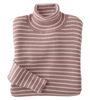 BELLUNA（ベルーナ）の「＜＆ｃｏｃｏｃｈｉ＞ハピネスコットン１００％×吸湿発熱リブタートルニット（ニット・セーター）」｜ローズ×オフ白